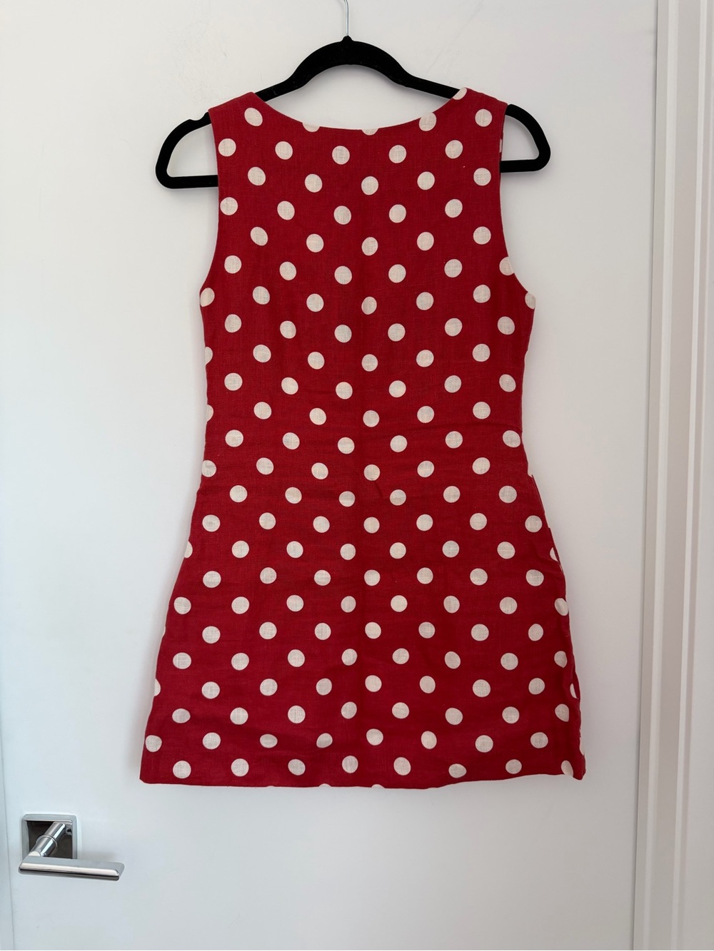 Posse XS Alice Red Polka Dot Linen Mini Dress - Picture 7 of 15